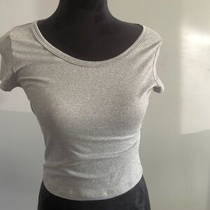 SHEIN Gray Crop Fitted T-Shirt